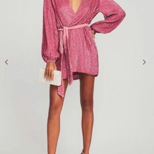 Retrofete Gabrielle Pink Sequin Long Sleeve Dress